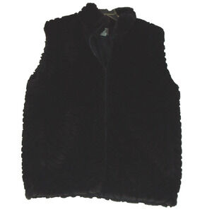Duffel Outdoor Vest Faux Fur Vest Dark‎ Brown Pockets Full Zip Size XL Vintage